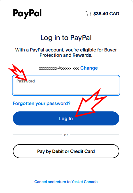 PayPal screen2a arrows