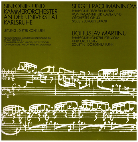 Rachmaninoff: Rhapsody on a Theme by Paganini Op 43; Martinu: Rhapsody for Viola