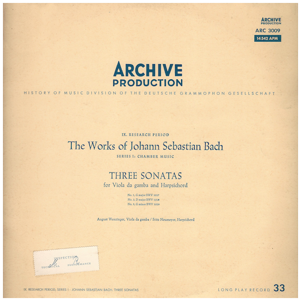 J S Bach: Three Sonatas for Viola da gamba & Harpsichord